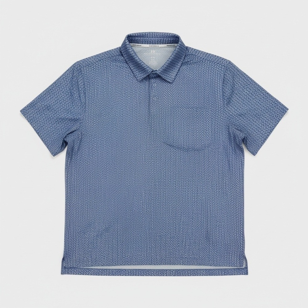 Rorie Whelan Golf Polo Shirt Mens XXL Blue Mico-Chevron Pattern Performance Work